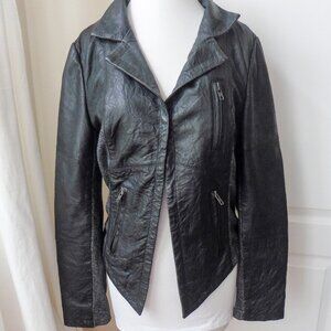 Walter Baker NY Vintage Y2K Black Leather & Cotton Combo Jacket Medium